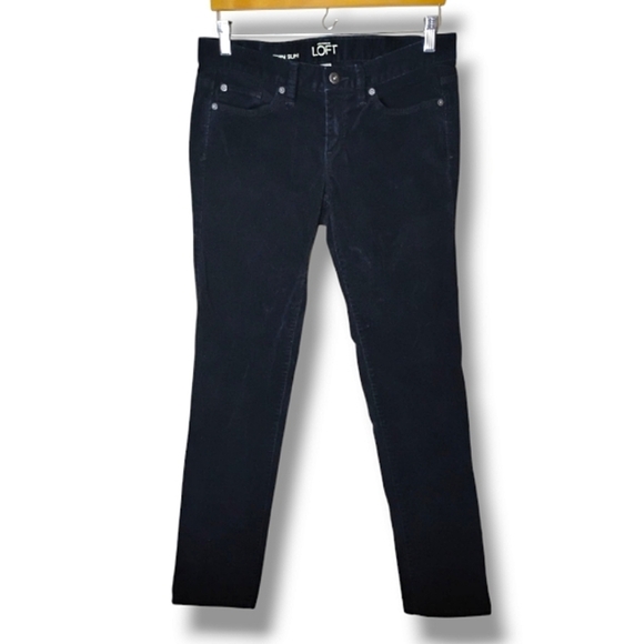 LOFT Modern Slim Corduroy Pants Women’s 6 Stretch Dark Black Soft Fall Winter - Picture 2 of 8